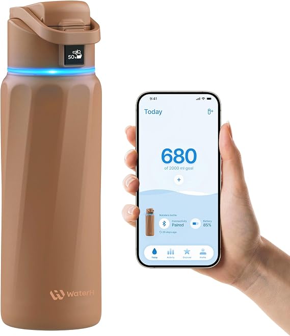 WaterH Boost Smart Water Bottle Tracker with Reminder to Drink Water, 946ml | Double Wall Vacuum Insulated Stainless Steel, BPA-Free, Leakproof, Wide Mouth for Office, Back to School Supplies