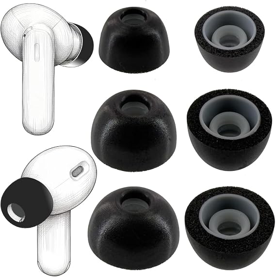 Replacement 2 Layers Memory Foam Eartips for JBL Vibe Earbuds,Black