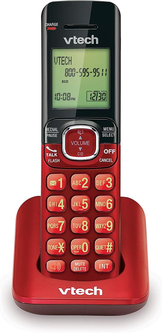 VTech CS6509-16 Accessory Cordless Handset, Red | Requires A CS6519 Or CS6529 Series Cordless Phone System to Operate