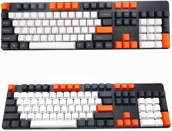 104 Key Thick PBT Laser Doubleshot Keycaps OEM Profile Keyset for Cherry MX RGB Mechanical Keyboard Gaming Replacement (Carbon Top Printed)