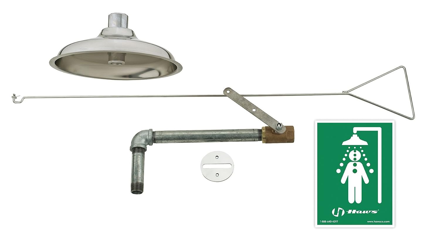 Haws 8169 Flush to Ceiling-Mounted Drench Shower with Pull-Down Lever