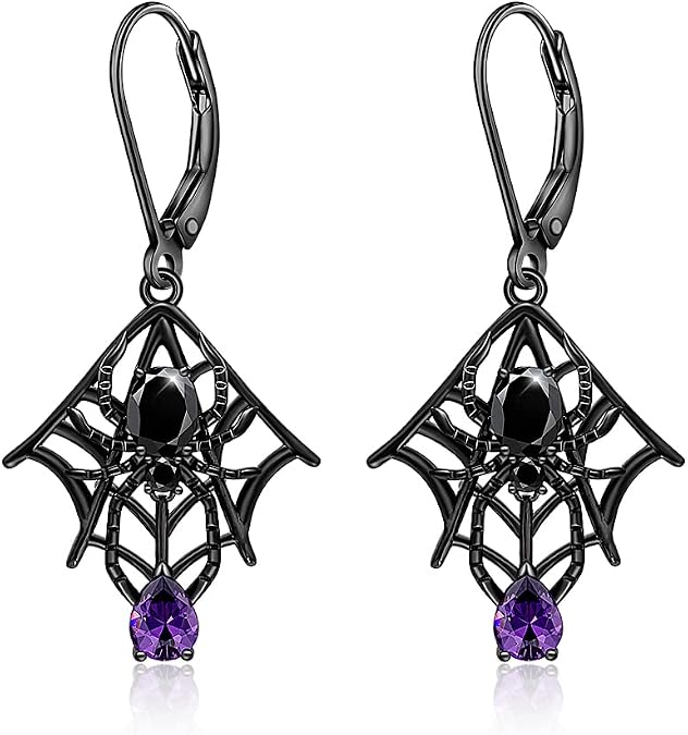 Halloween Earrings S925 Sterling Silver Ghost Bat Spider Cat Jewelry Gift