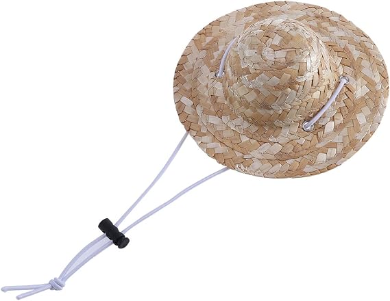 UEETEK Dog Straw Hat Dog Sombrero Hat : Pet Straw with Adjustable Chin Strap Puppy s Pet Sun for Puppy Cat, Size L