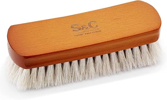 Premium Horsehair Shoe Polish Brush Handcrafted Beechwood Shoe Brush for Shine and Buffing Luxurious Shoe Shine Brush with Soft Horsehair Bristles (White)