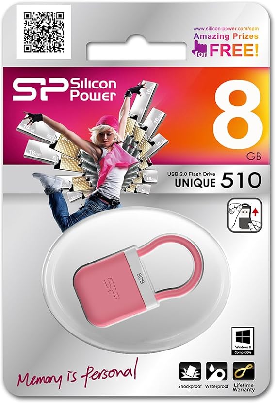 シリコンパワー USB2.0フラッシュメモリ 8GB Unique 510 ピンク 防水 防塵 SP008GBUF2510V1P