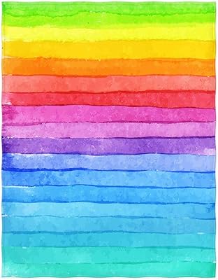 QH 58 x 80 Inch Painted Rainbow Pattern Super Soft Throw Blanket for Bed Couch Sofa Lightweight Travelling Camping Throw Size for Kids Adults All Season