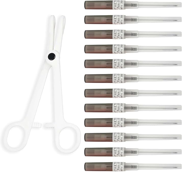 12 PCS 16G Piercing Needles, 1 Piercing Clamp Ear Piercing Kit