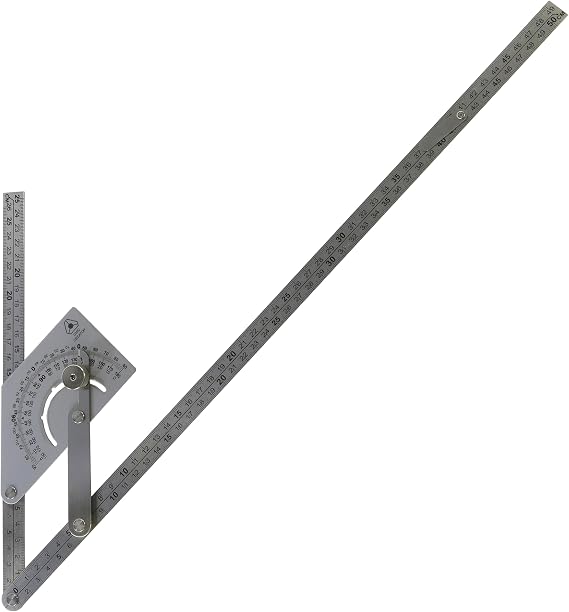 Angle Finder IV, Stainless Steel Protractor 0-180 degrees, Measures inside or outside angles for tube bending or sheet metal bending and layout, Long 20-inch arm