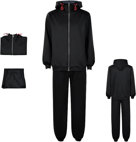 FAZA Yuuji Itadori Cosplay Costume For Men Anime Black Hooded Tracksuit Set with Jogger Japanese School Uniform