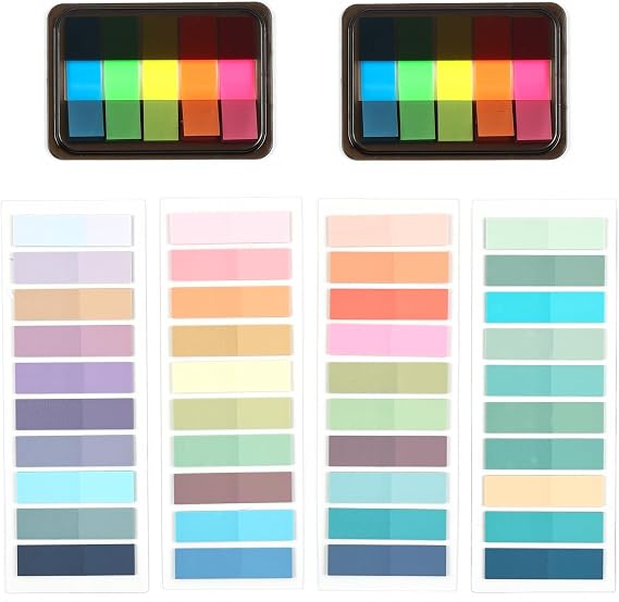 1000PCS Sticky Index Tabs,Writable and Transparent Sticky Notes,Book Markers,Annotation tabs,Label Stickers,Multi-Colored Page Markers Notes,File Classification Tab
