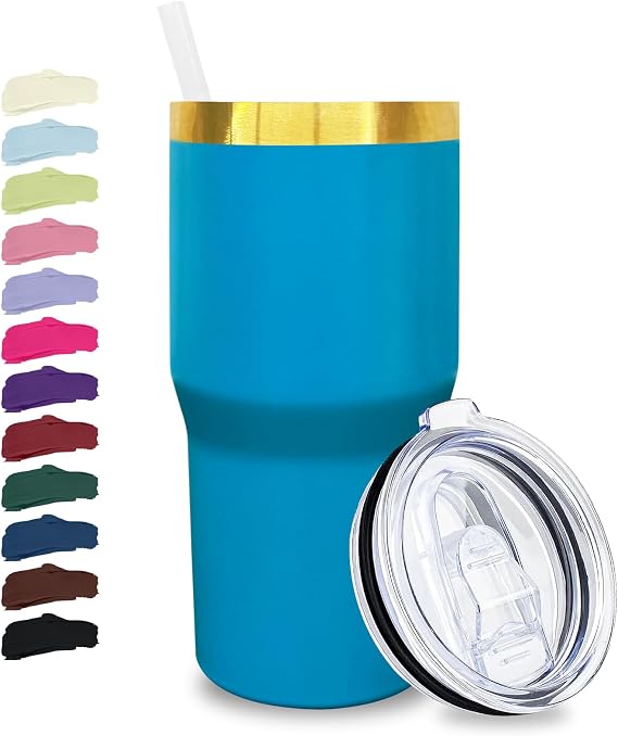 20 oz Tumbler Bulk Stainless Steel Tumblers with Lids and Straws BabyBlue