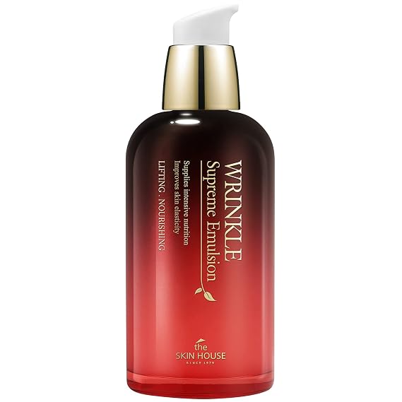 THE SKIN HOUSE Wrinkle Supreme Emulsion 4.40 fl.oz. Korean Red Ginseng, Mushrooms, Adenosine | Fine Lines & Wrinkles, Lightweight, 130ml