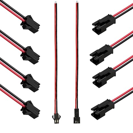 10-Pair JST-SM Style 2-Pin Male Female Connectors, 22AWG 135mm Wire Leads