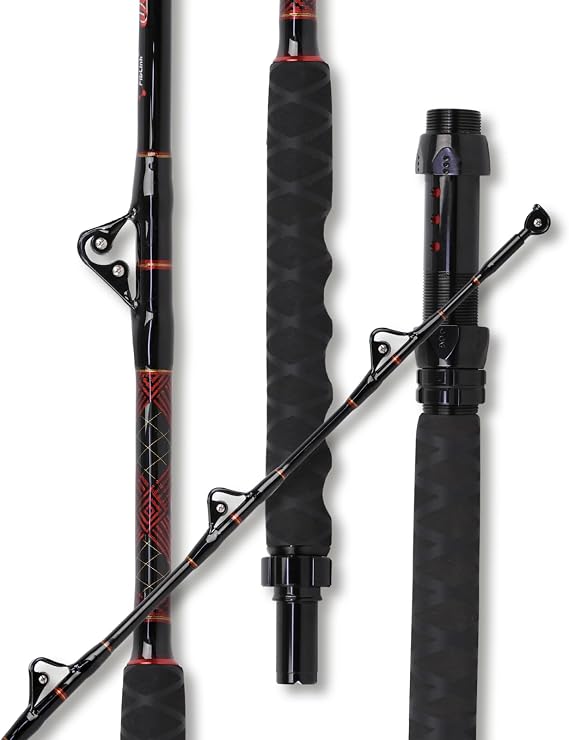 Fiblink Bent Butt Trolling Rod 2-Piece Saltwater Offshore Fishing Rod Big Game Roller Rod Conventional Boat Pole
