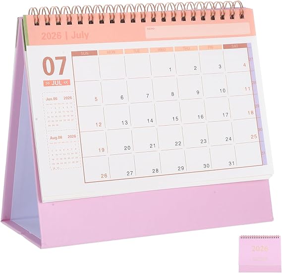 SHINEOFI Compact Standing Flip Calendar for Office Home Aesthetic Design Month Planner Organizing Scheduling