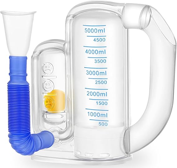 5000ml Incentive Spirometer Lung Exerciser - Deep Breathing Trainer with Flow Rate Indicator, Detachable Design for Easy Cleaning, Post-Surgery Recovery & Respiratory Health