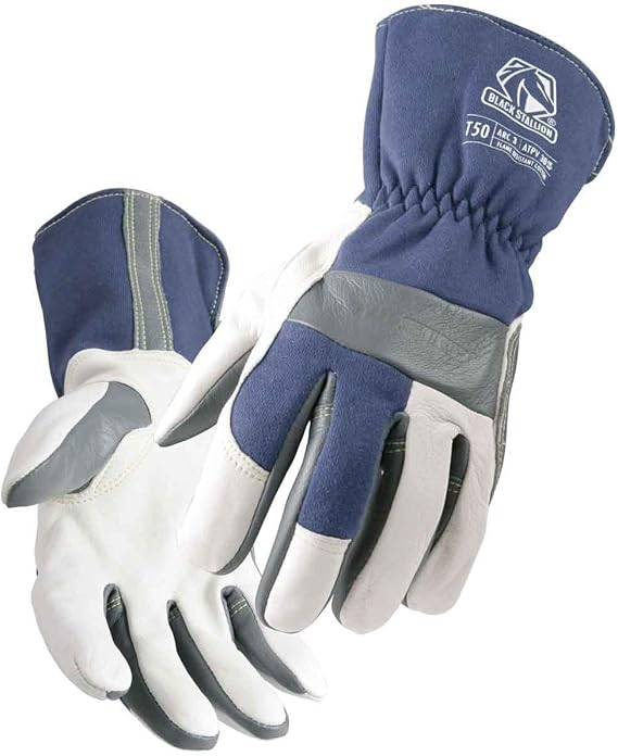 Black Stallion Mens Premium Grain Goatskin & Flame-resistant Cotton Tig Welding Glove