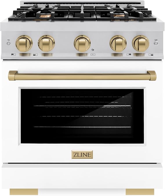 ZLINE Autograph 30" Select Dual Fuel Range w/White Door & Bronze Accents (HDRZ-WM-30-CB)