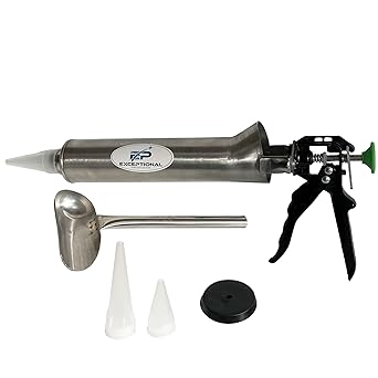 EP47 Mortar Pointing Grouting Dispenser Large 26oz Capacity 121 Trigger Pull use for Brick, Stone, Cement Mortar or Grout Includes 2 Tips, Fill Scoop & Extra Plunger tip