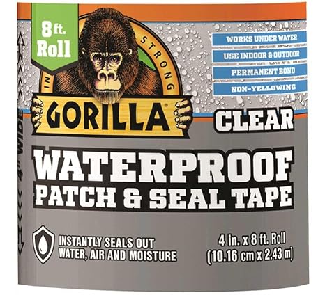 Gorilla 107261 Waterproof Patch & Seal Tape, Clear, 4-In. x 8-Ft. - Quantity 44