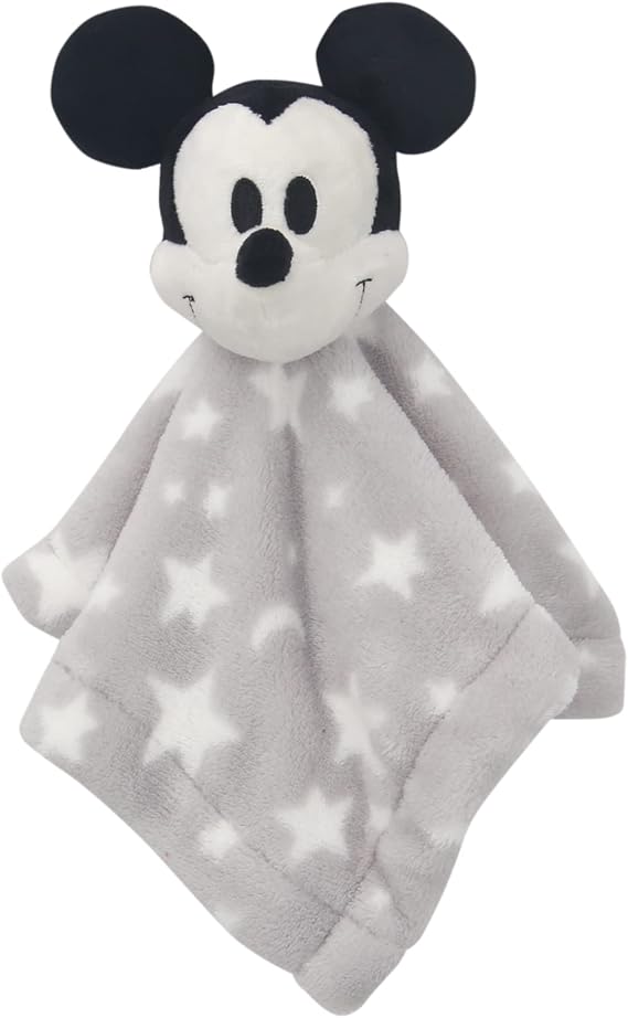 Lambs & Ivy Disney Baby Mickey Mouse Gray Stars Security Blanket/Lovey