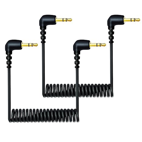 2-Pack 3.5mm Microphone Cable for DJI Mic 2 & Rode Wireless Pro, Go, Black | Coiled Dual 3.5mm TRS Patch Cable Audio Mic Cord for Cameras