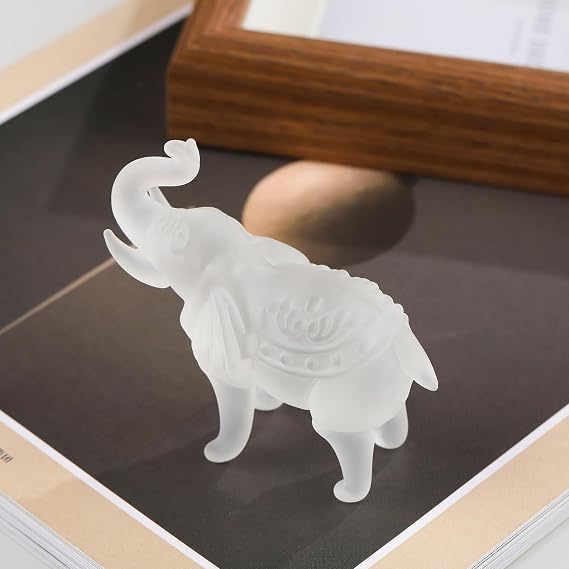 Crystal Elephant Collectible Figurines,Mini Animal Statue Ornaments Crafts for Home Office Table Desk Decor (White), TG14751111