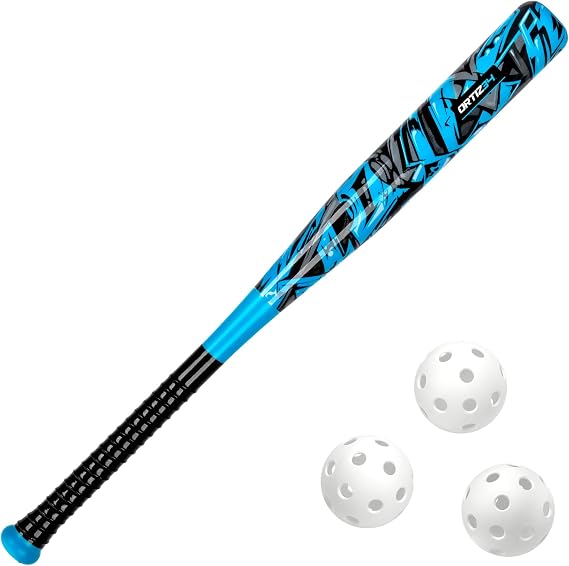 Ortiz34 Bat & Ball Set - Graffiti Plastic Bat & Ball Homerun Set- David Ortiz Backyard Baseball Set for Youth, Kids, Teenagers, Adults (Bat & Ball Set, Blue)