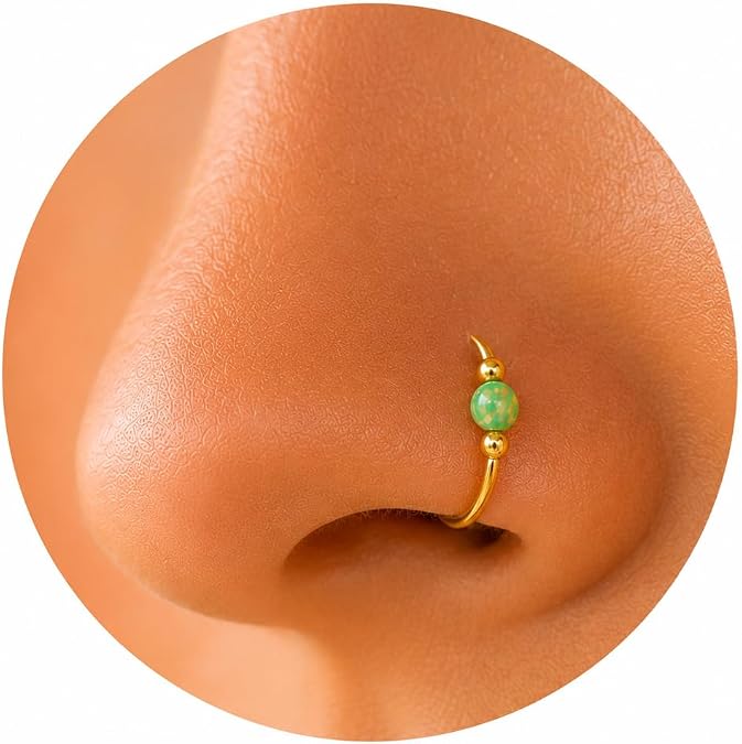Jolliz Opal Nose Rings Hoops 24 Gauge Classic Design, Elegant Nose Rings for Women & hypoallergenic Nose Piercings Jewelry Perfect for Any Occasion with Comfortable Fit