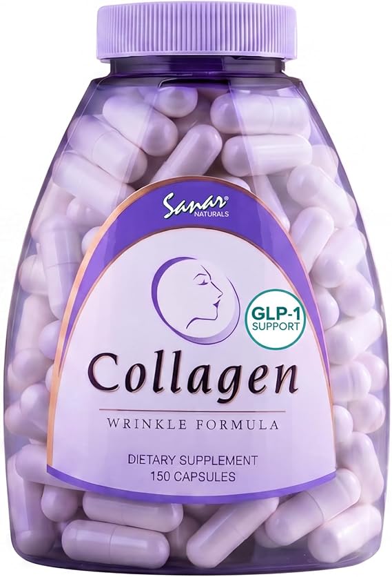Sanar Naturals Collagen Pills for Hair, Skin, Nails, Joints | Hydrolyzed Collagen Peptides Supplement with Vitamin C & E | Collagen Capsules for Women & Men, GLP-1 Support, Grass Fed, 150 Capsules