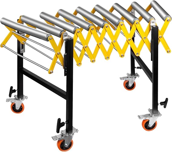 Expandable Roller Conveyor Flexible Roller Conveyor, Portable Adjustable Conveyor Roller Length 23.6''-50'',Height 30''-50'' Flexible Roller Conveyor 700 lbs Capacity, for Woodworking Planer Warehouse