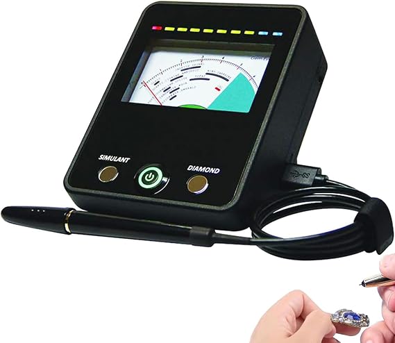 Diamond Moissanite Tester, Gem Diamond Tester, with Pointer Board and Indicator Light, Automatic Calibration, Professional Reading, for Identifying Diamonds/Moissanites