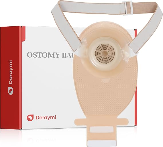 DERAYMI 10PCS Convex Stoma Bags, One-Piece15-45mm Can Be Cut Convex Chassis Colostomy Bags, Ostomy Supplies Stoma Care for Uneven Colostomy, Ileostomy, with Adjustable Ostomy Belt