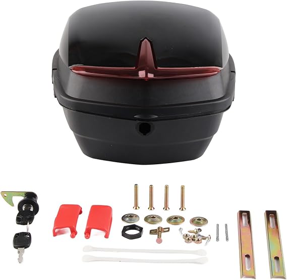 LIANGLIDE Motorcycle Top Box - Universal Large Capacity Scooter Tail Trunk Case for Rear Storage (Black)