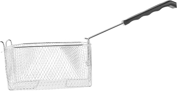 Stainless Steel Deep Fry Basket with Long Handle Versatile Wire Mesh Strainer for Cooking Food Presentation Frying Tool Silver for French Fries Fried Chicken More