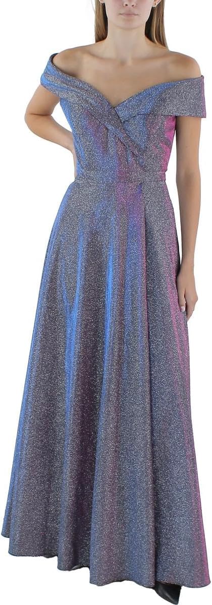 "Willow" Off the Shoulder Glitter Knit Gown