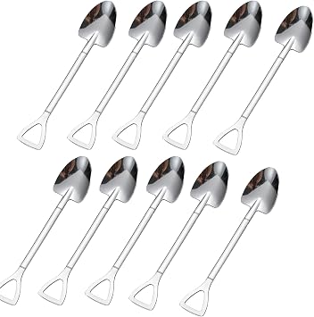 Shovel Spoons for Desserts,10 PCS Mini Dessert Spoon Small Ice Cream Stainless Steel Spoons Fruit Spoon -6 inch (Pointed)