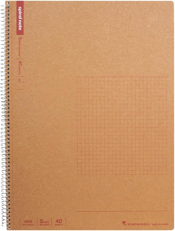 Maruman N245 Notebook, Ring Notebook, 0.2 inches 5 mm, Graph Rule, Basic, A4, 40 Sheets, Set of 5