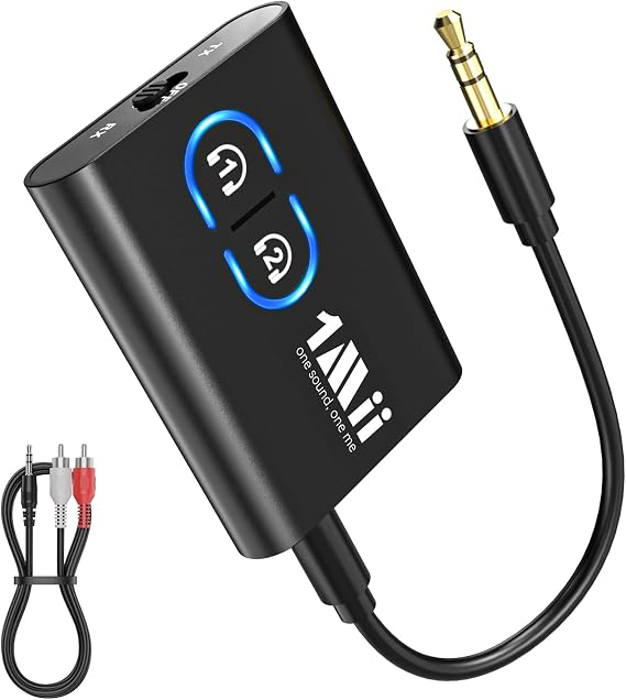 1Mii ML300 Bluetooth 5.3 Transmitter Receiver for TV to 2 Headphones