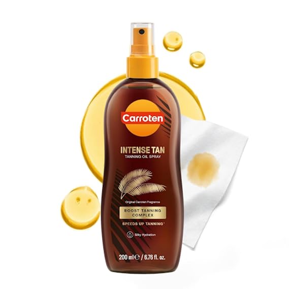Carroten Intense Tanning Oil Spray, 6.7 oz + Wipe | Browning Oil Tan Accelerator, Vitamin E with Carrot & Coconut Oils, Water-Resistant, Silky Hydration, Made in Greece