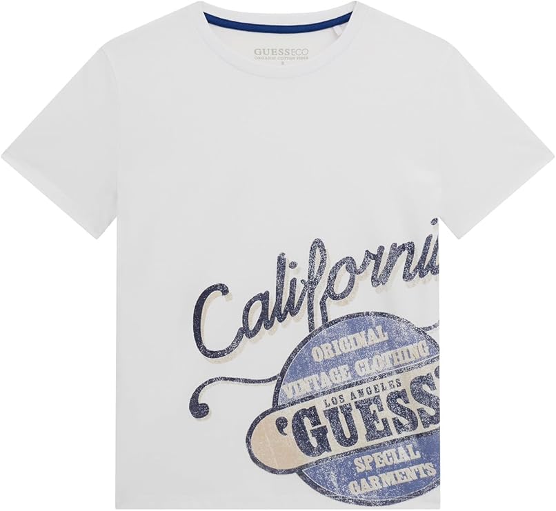 GUESS Boys Eco Short Sleeve T-Shirt, Pure White, 18