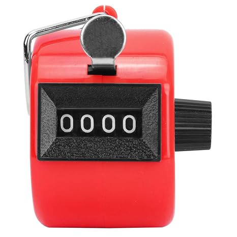 Garosa Hand Tally Counter 4 Digit Display Mechanical Handheld Pitch Counter Clicker Counter Plastic Shell Knob Reset Handheld Counting Tool with Hook for Row People Sport School
