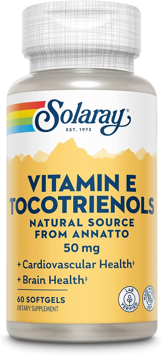 SOLARAY Vitamin E Tocotrienols 50mg | Healthy Brain Function Support | Soy Free | 50ct
