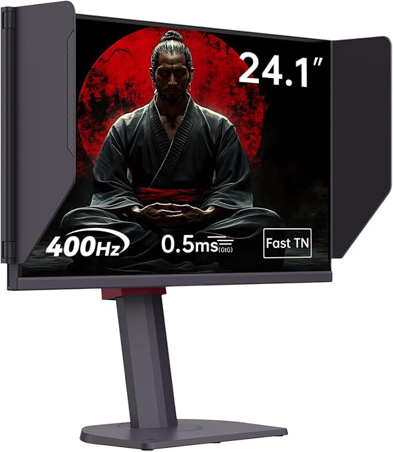 KTC 24.1 Inch Gaming Monitor 400Hz Fast TN Panel 1ms FHD 1000:1 Contrast Height-Adjustable Stand HDMI & DP Removable Anti-Glare Cover Integrated Headphone Holder for E-Sports