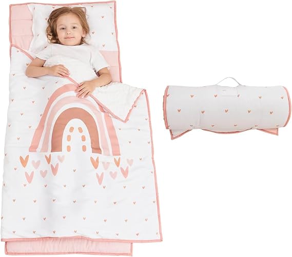 Cokouchyi Toddler Nap mat for Boy, Toddler Sleeping Bag with Carrying Bag and Removable Pillow, Measures 50 x 20 x 1.5 Inches, Dinosaur Kids Sleeping Bag, Ideal for Daycare and Preschool
