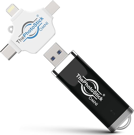 ThePhotoStick Omni 128GB Photo Backup for iPhone, Android and Computers