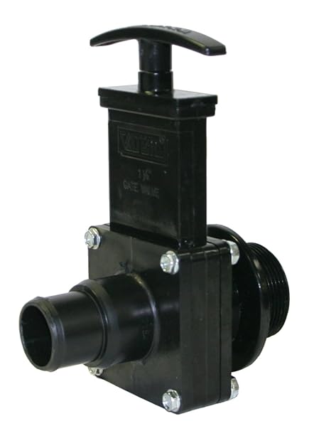 Valterra 7134 ABS Gate Valve, Black, 1-1/2" Stepdown Pool Hose x MPT