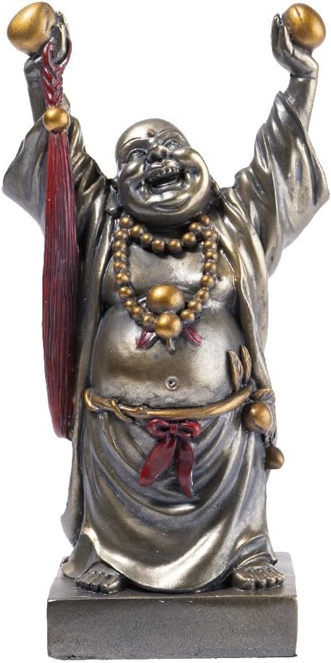 lachineuse Laughing Buddha Statuette for Health and Longevity - Buddha Statue 15cm Bronze Color - Feng Shui Decoration - Chinese Zen Object - Gift Idea China Asia