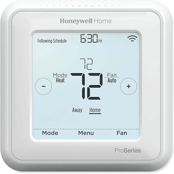 Honeywell Home TH6320ZW2007/U Z-Wave T6 Pro Programmable Touchscreen Thermostat with SmartStart, Low Voltage, UWP Mounting System, Cover Plate, Color - White