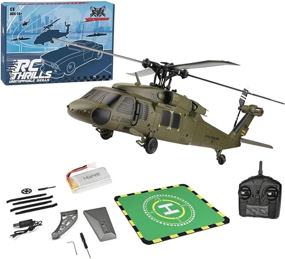 WL K270 UH-60L RC Helicopter for Adults, 170-Class 2.4G 4CH Remote Control Helicopter 4-Rotor Flybarless 6-Axis Gyro RC Aircraft with Optical Flow/Barometric Altitude, Gift -RTF